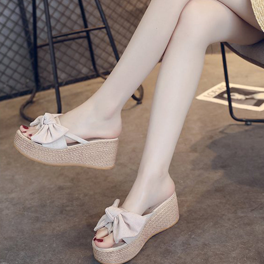 Chic Ribbon Wedge Heels
