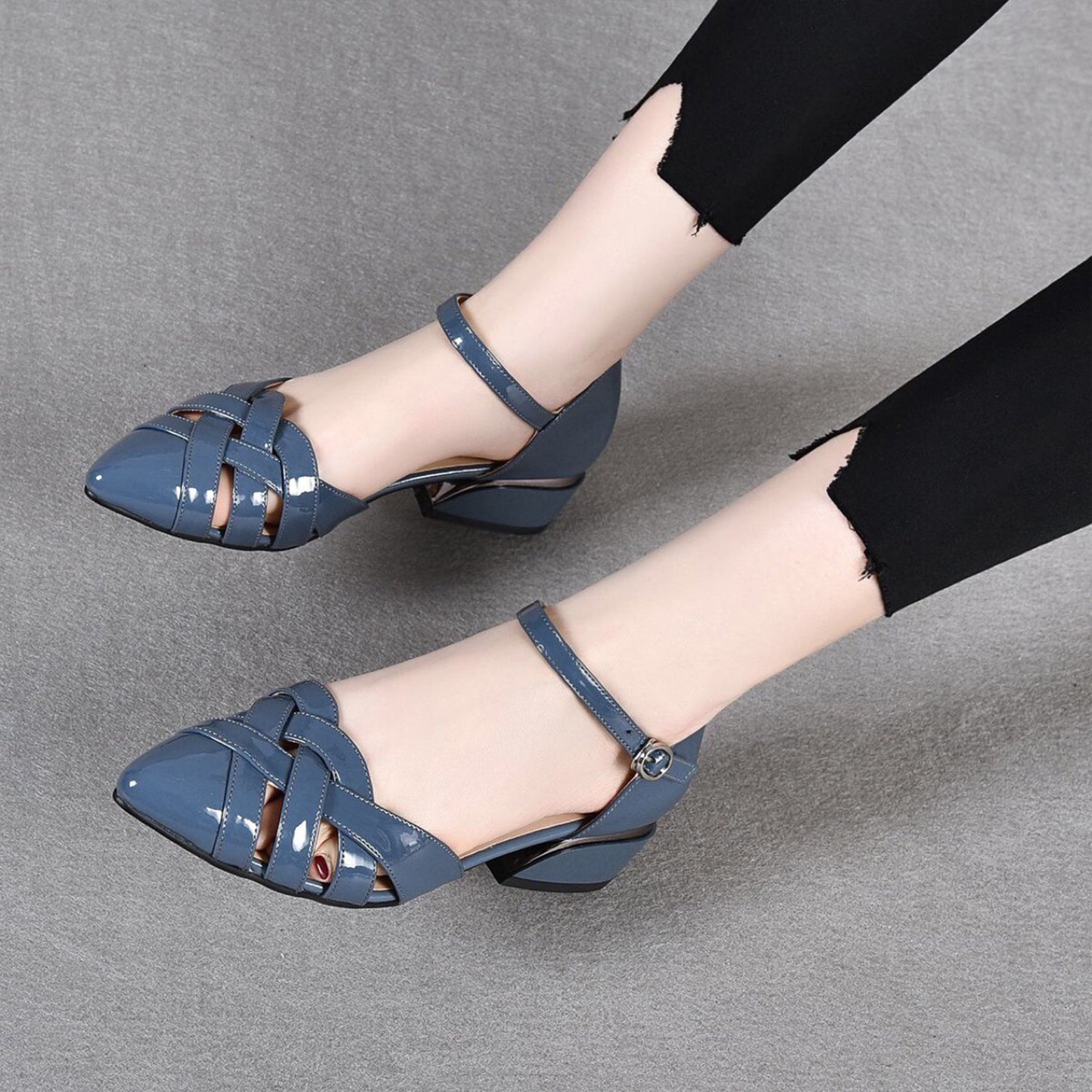 Elegant Noir Woven Heels