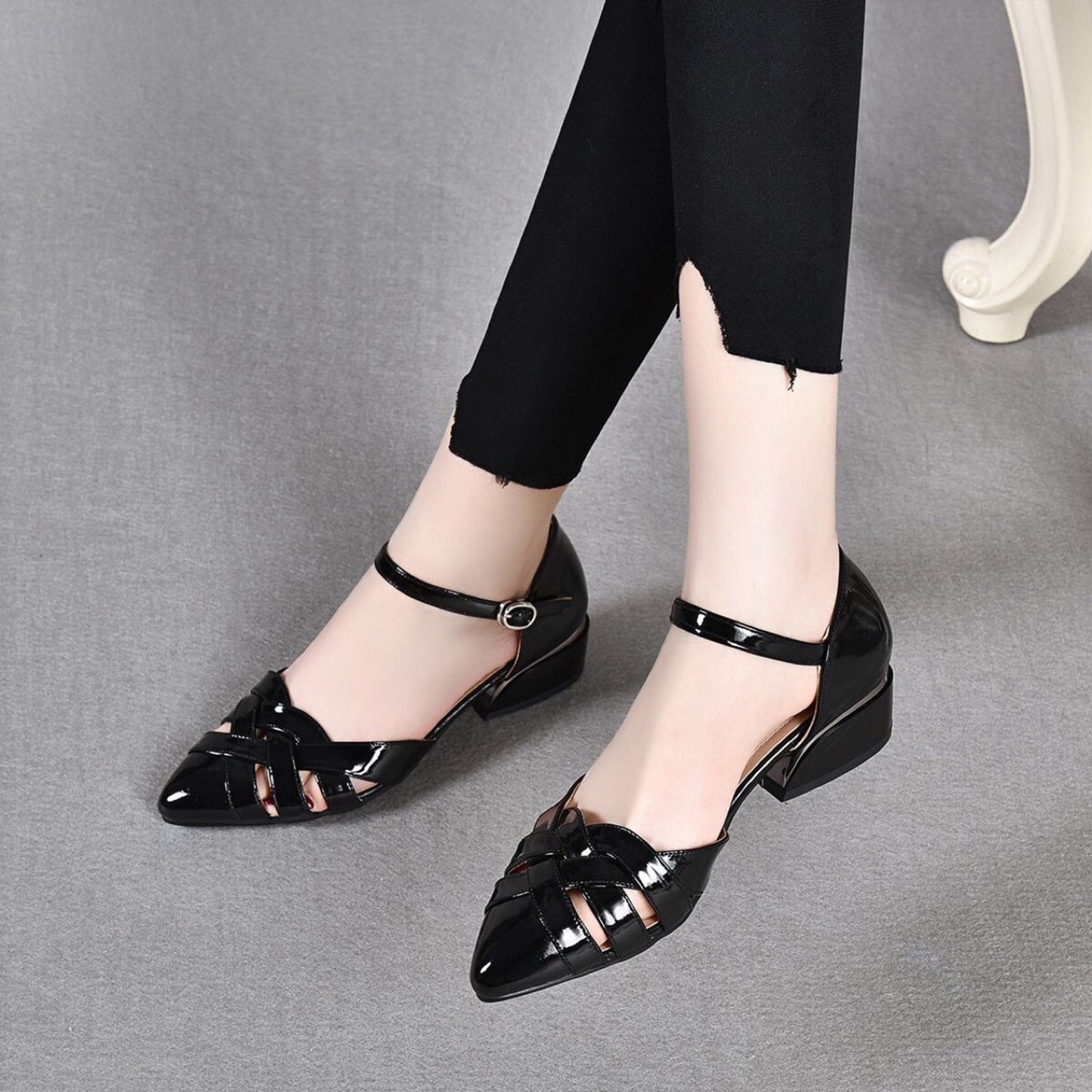 Elegant Noir Woven Heels