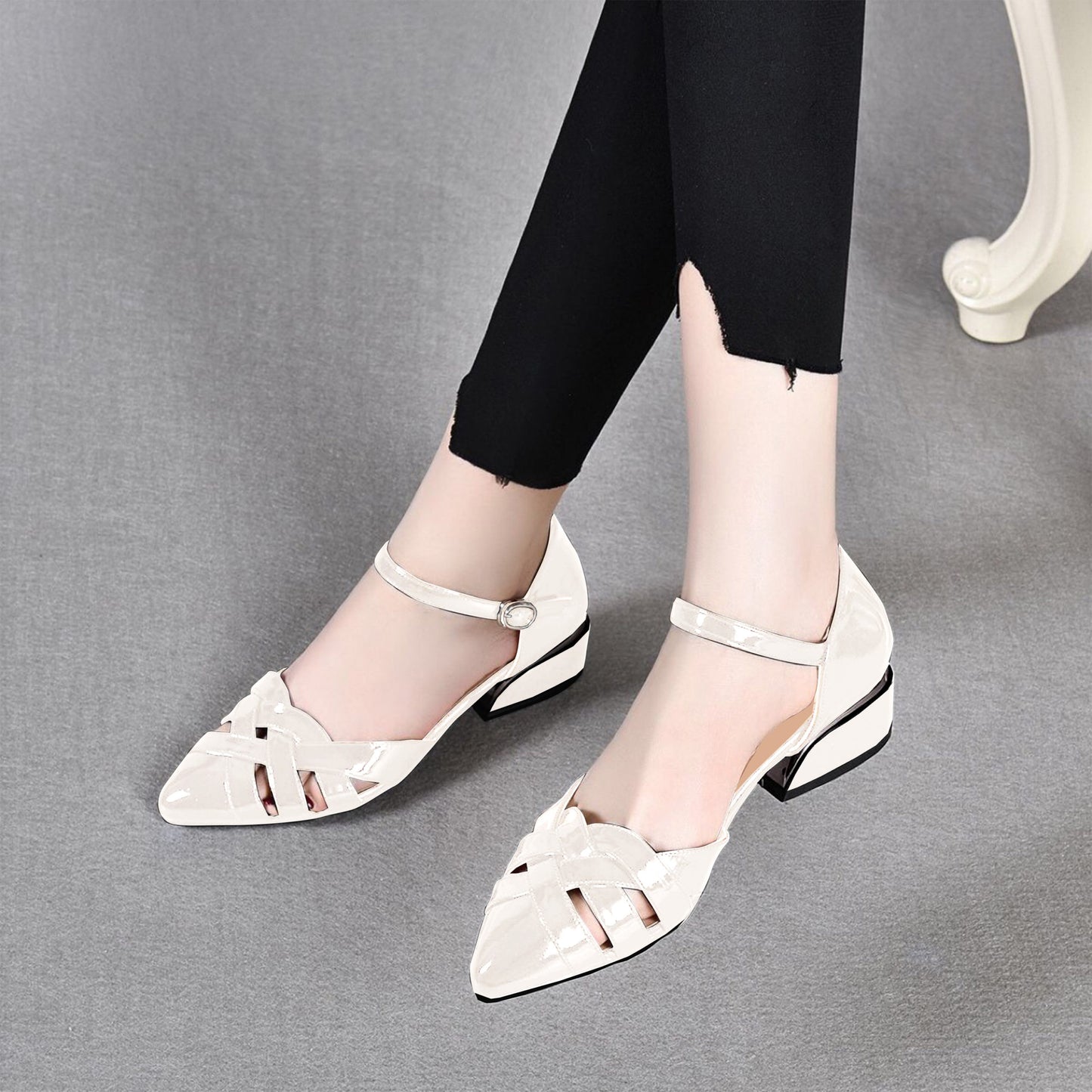 Elegant Noir Woven Heels