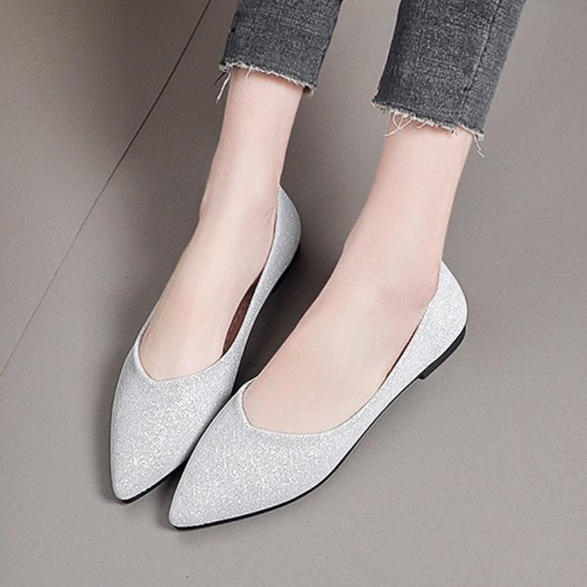 Sparkly Black Pointed-Toe Flats