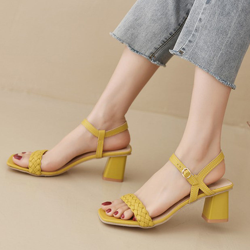 Braided Mid Heel Sandals