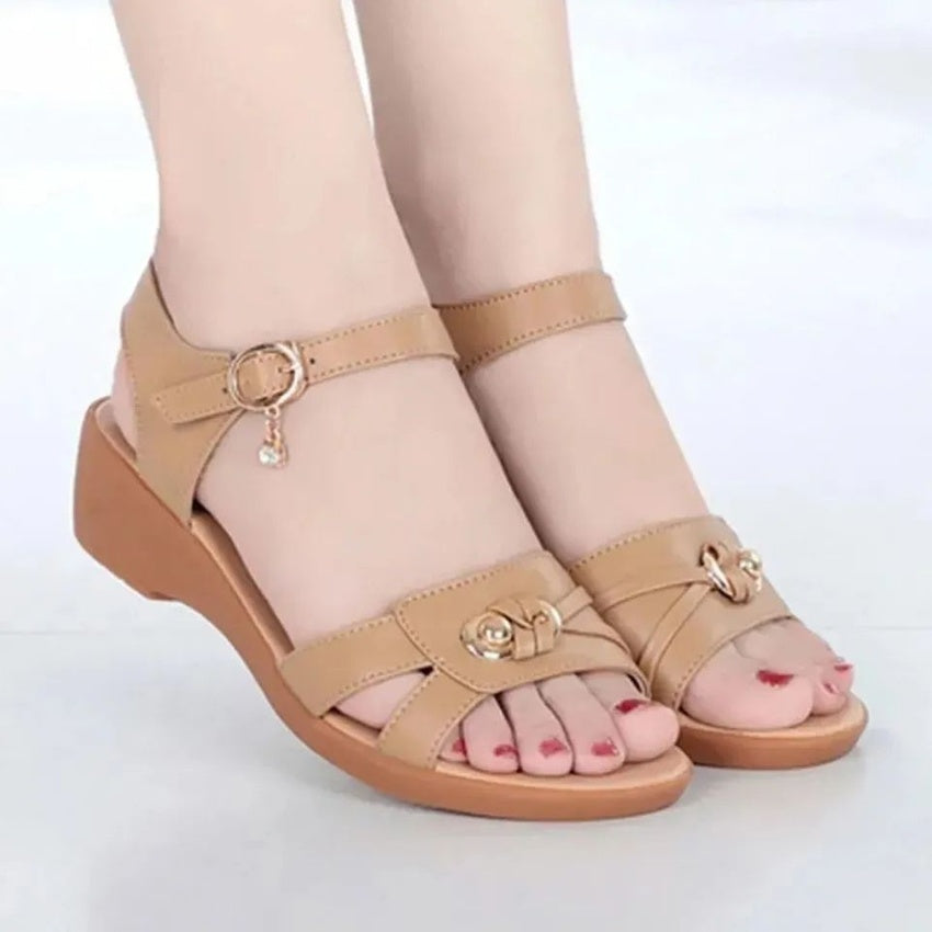 Soft Leather Wedge Sandals