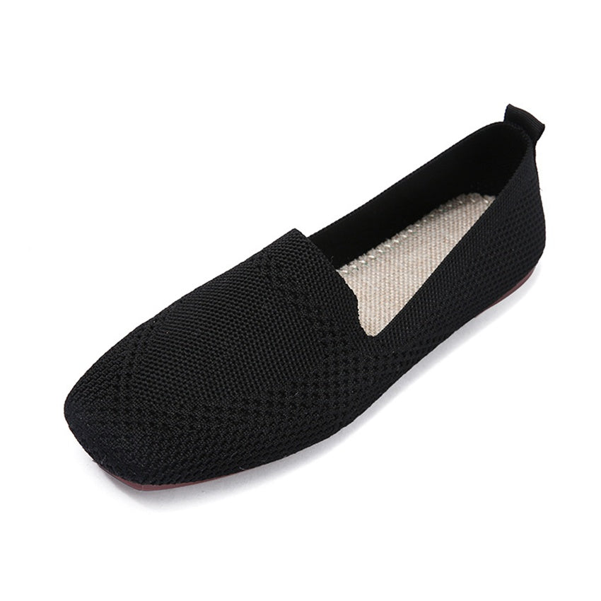 Sleek Black Knit Loafers