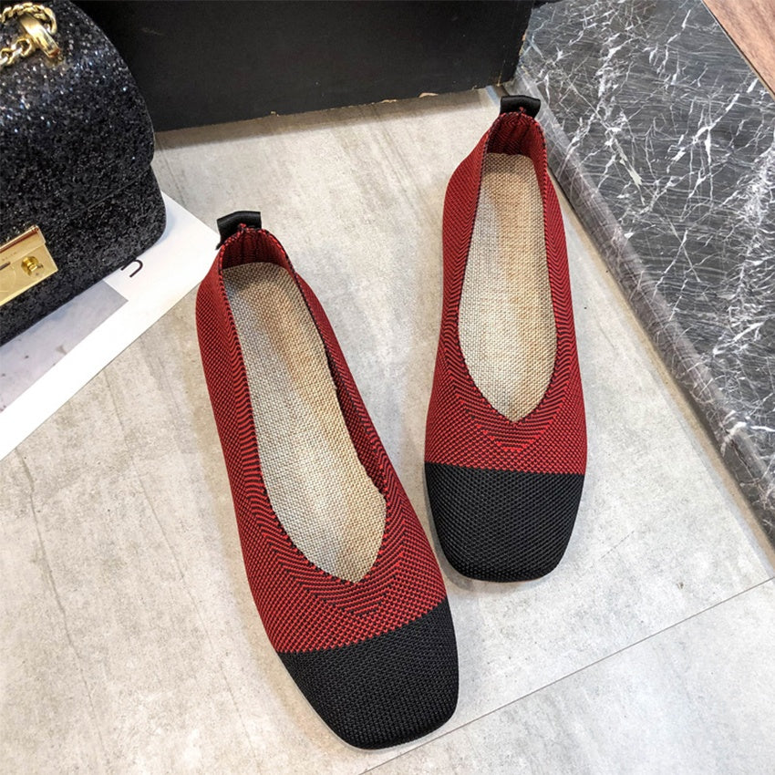 Chic Two-Tone Knit Flats