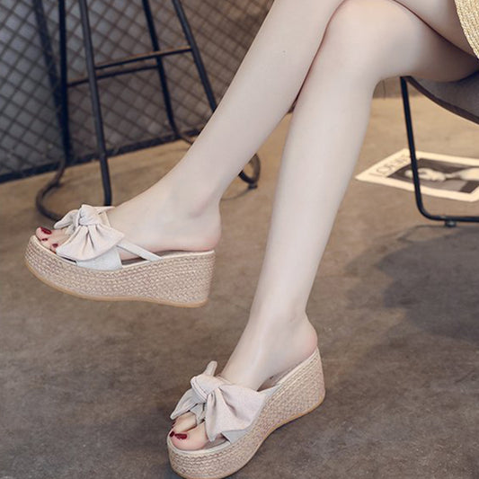 Chic Ribbon Wedge Heels