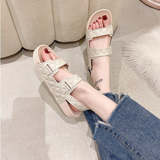 Cream Low Heel Sandal