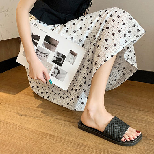 Black Braided Slides