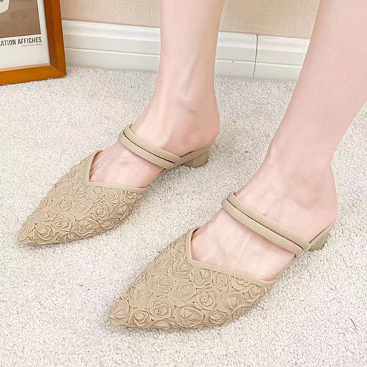 Vintage Rose Low Heel Sandals