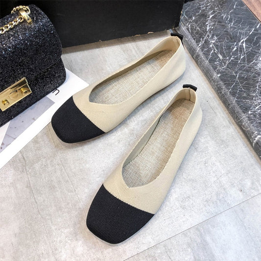 Chic Two-Tone Knit Flats