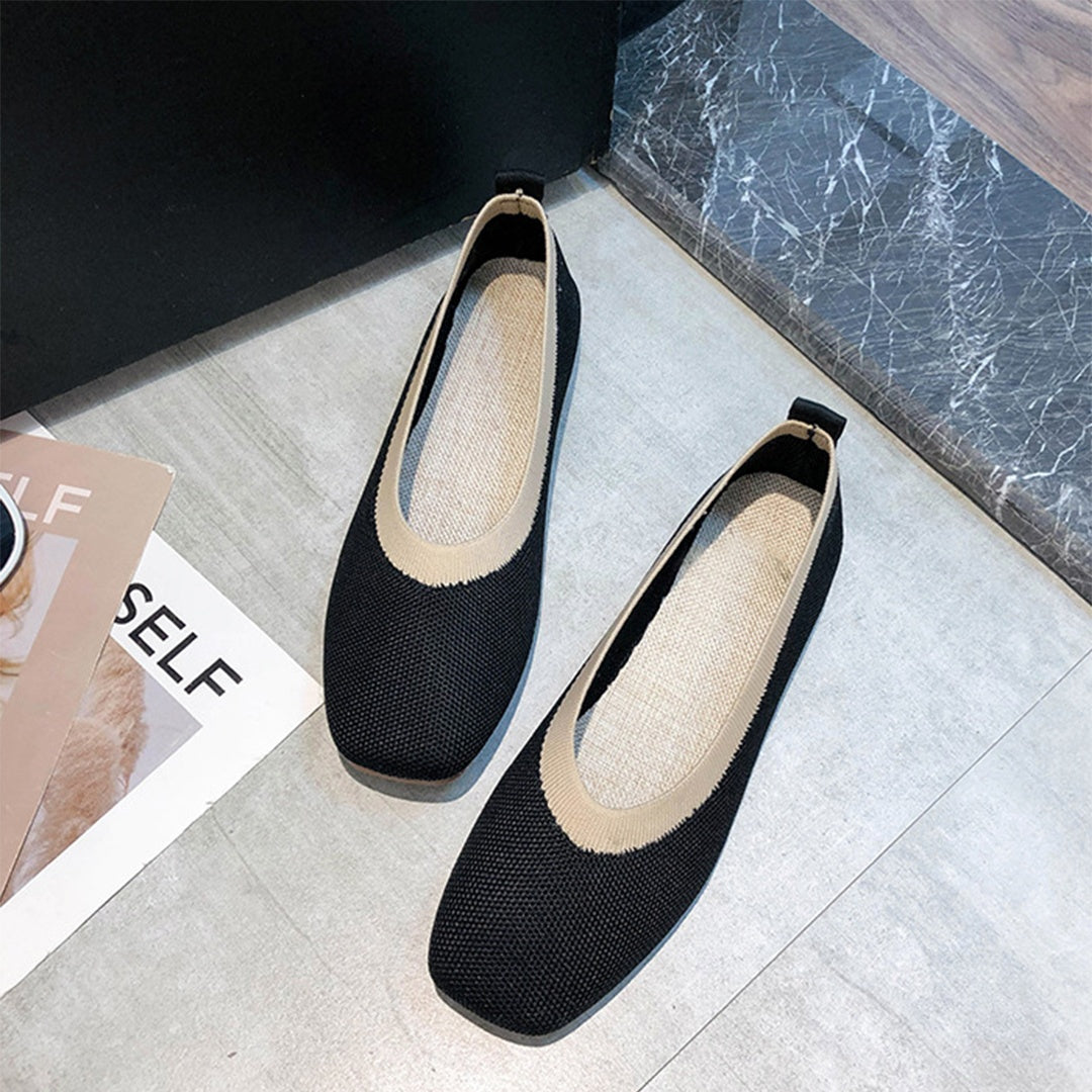 Elegant Two-Tone Knit Flats