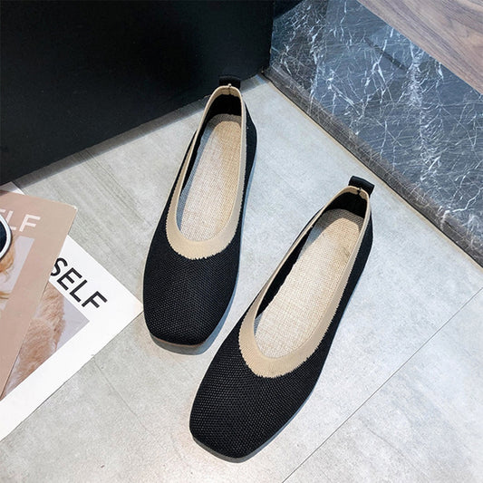 Elegant Two-Tone Knit Flats